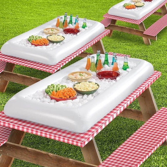 Baluue 1Pc Inflatable Floating Drink Holder White Portable Pool Cooler for Outdoor Parties