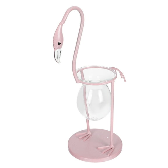Baluue 1Pc Pink Flamingos Hydroponic Glass Vase for Office Desk Plant Display Decoration