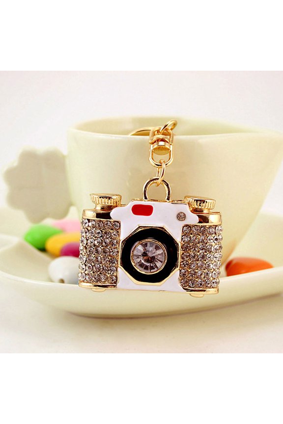 1Pcs Vintage Camera Keychain Fashion Multi Alloy Rhinestone Keychain Decor for Daily Use