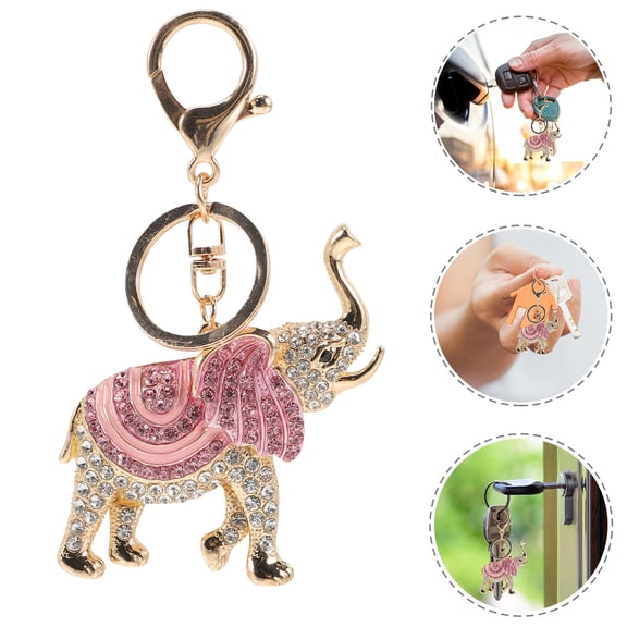 Baluue 1pc Cute Metal Keychain Elephant Charm Sparkling Decoration for Home Keys and
