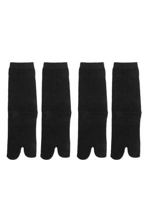 Japanese Style Kimono Clog Socks Black, 2 Pairs - Comfortable Cotton Blend Footwear Accessories