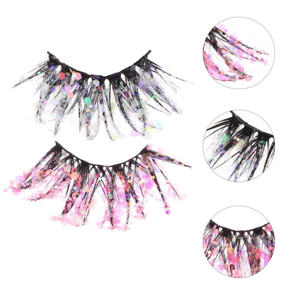 Baluue Glitter Eyelashes For Women 2 Pairs Fiber Assorted Color