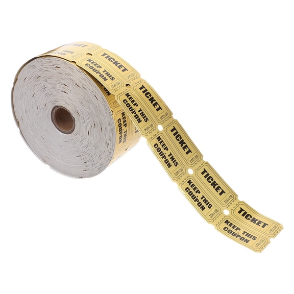 Baluue 2000Pcs Golden Raffle Tickets Roll for Carnival Events Party Supply and Drawing Rewards