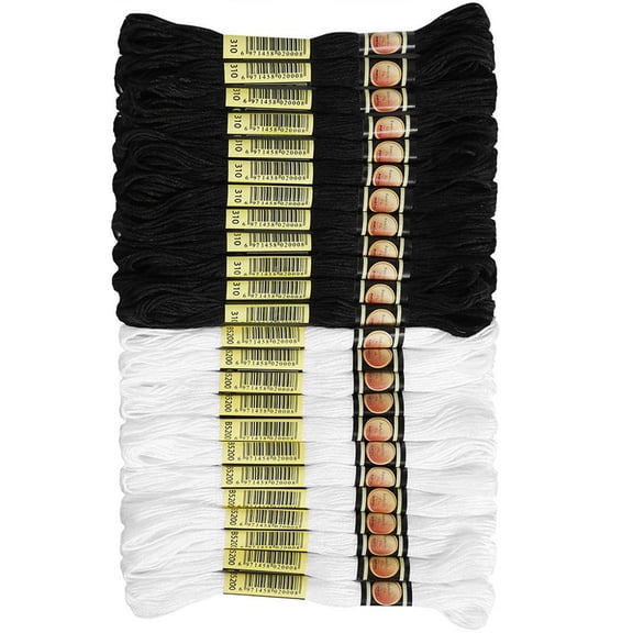 Baluue 24Pcs Embroidery Thread for Sewing Black Polyester Firm Material for Household Use