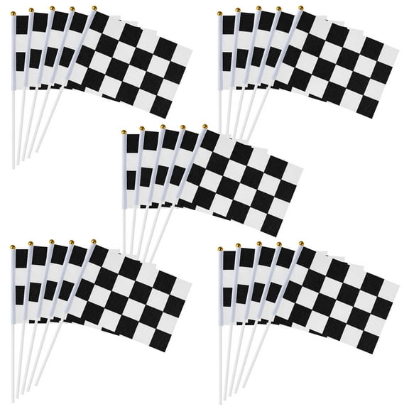 Baluue 25Pcs Handheld Flags Checkered Flags Polyester for Sports Events Atmosphere Enhancement