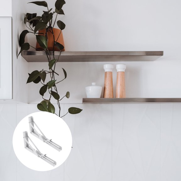Baluue 2PCS Stainless Steel Triangle Shelf Brackets for Efficient Wall Mounting Projects