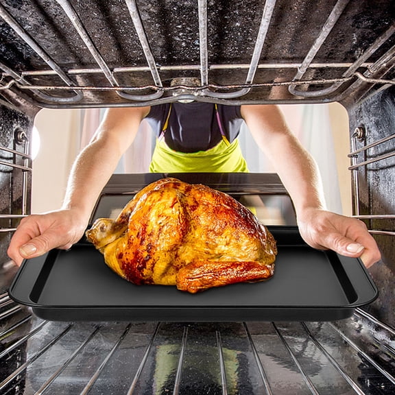 Baluue 2Pcs Black Multi-Function Baking Pan Set for Cake Cookie and Pizza Baking