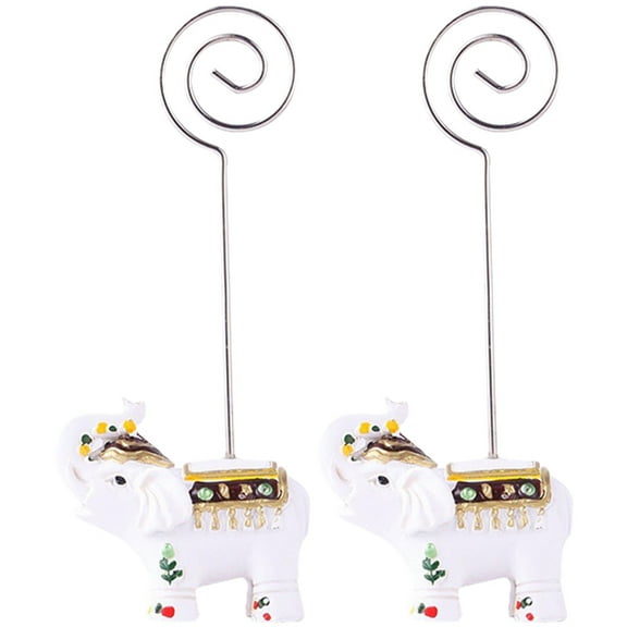 Baluue 2Pcs Compact Resin Elephant Desktop Picture Holder Practical and Reusable Card Clips