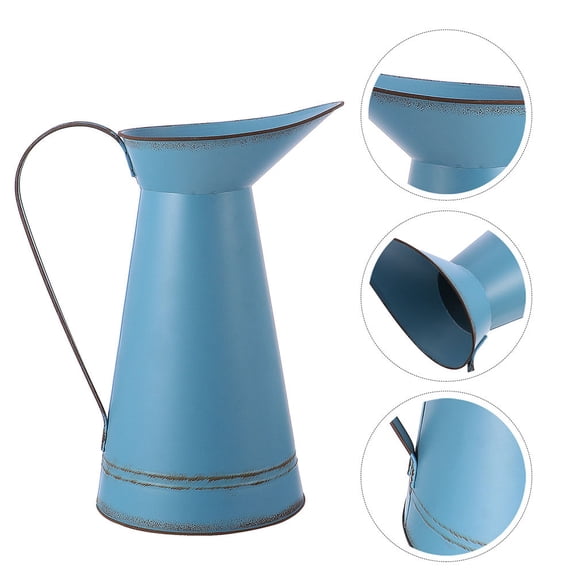 Baluue 2Pcs Sky Blue Flower Arrangement Pot Iron Metal Vase for Tabletop Display