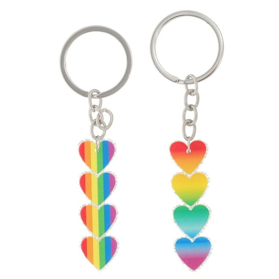Baluue 2-Pack Colorful Heart Shaped Acrylic Keychains, Decorative Hanging Key for Friends and Family
