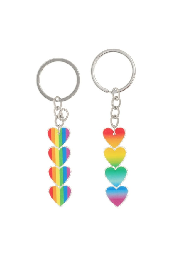 2-Pack Colorful Heart Shaped Acrylic Keychains, Decorative Hanging Key for Friends and Family