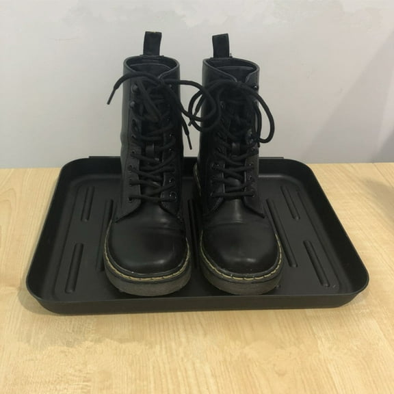 Baluue 2Pcs Black Shoe Tray Plastic for Conditions Indoor Outdoor