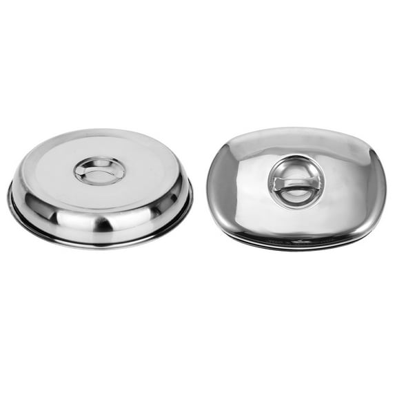 Baluue 2Pcs Household Food Protective Cover Stainless Steel Kitchen Lid with Convenient Handle