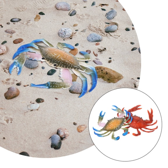 Baluue Chic Crab Ornaments Crab Figurines Red PVC 2Pcs