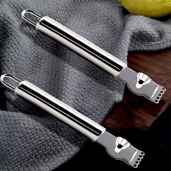 Baluue 2Pcs Plated Silver Stainless Steel Citrus Scraping Tool with Comfortable Grip for Kitchen Use