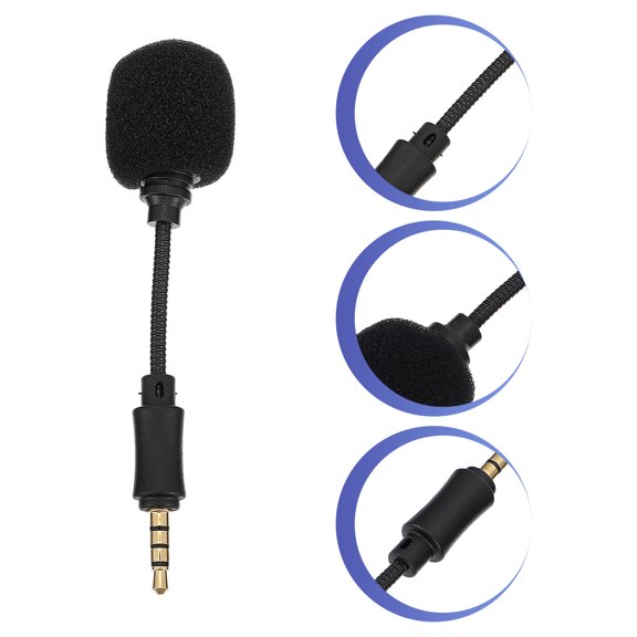 Baluue 2Pcs Small Portable Black e Recording Microphone with Wide Frequency Response