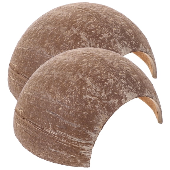 Baluue Reptile Tank Accessories Reptile Hideout Coconuts Shell Brown 2Pcs