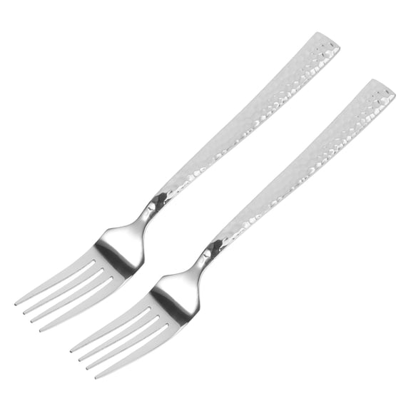 Baluue 2Pcs Stainless Steel Fruit Forks Hammered Surface Comfortable Grip for Family Dinners