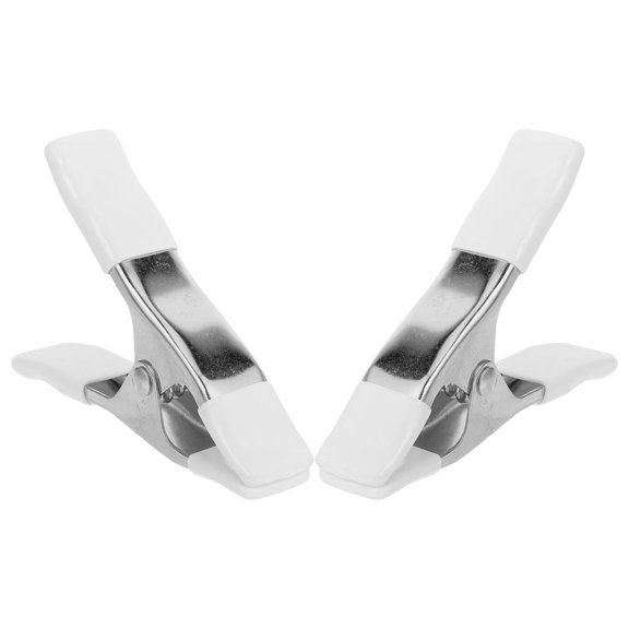 Baluue 2Pcs White Metal Spring Clips with PVC Grip for Photography Backdrop and Clip Holders