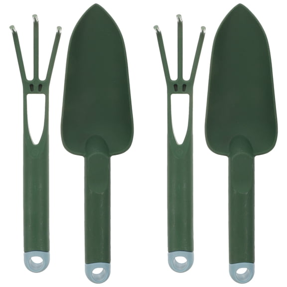 Baluue 2Sets Gardening Tool Kit with Small Plastic Trowel and Rake for Houseplants