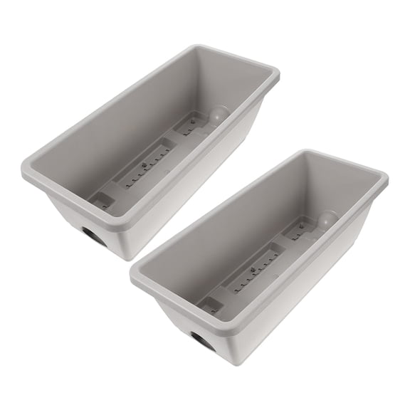 Baluue 2Sets Rectangular Resin Flower Planter Box with Tray for Garden and Windowsill