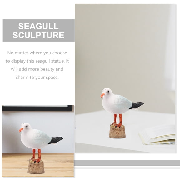 Baluue 2-Pack Realistic Seagull Figurines Multi-Color Bird Sculptures Decorative Accents for Home and Garden