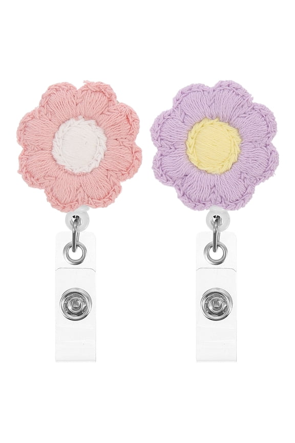 Retractable Badge Clips with Sunflower Design, ABS Material, 2-Pack ID Holder Accessories