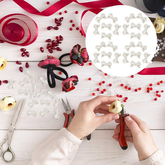 Baluue 300Pcs Bow Loose Beads White Plastic DIY Projects for Relaxation Activities