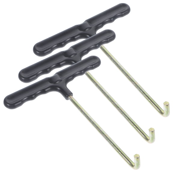 Baluue 3Pcs Black Metal Trampoline Spring Hook with Safe Handle for Secure Trampoline Setup
