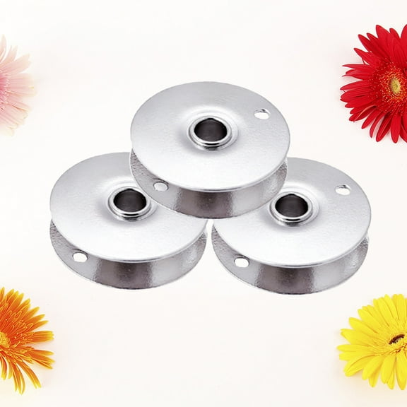 Baluue 3Pcs Iron Bobbin for Sewing Machine Durable Plated Silver Metal Spool with Winder Slot Reusable