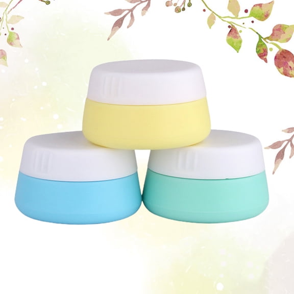 Baluue 3Pcs Leakproof Portable Silicone Cream Jars Assorted Colors for Travel and Storage