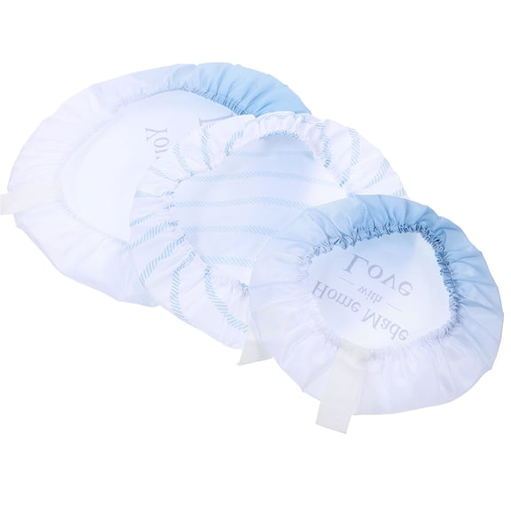 Baluue 3Pcs Reusable Stretchy Bowl Covers Blue Washable Elastic Food Storage