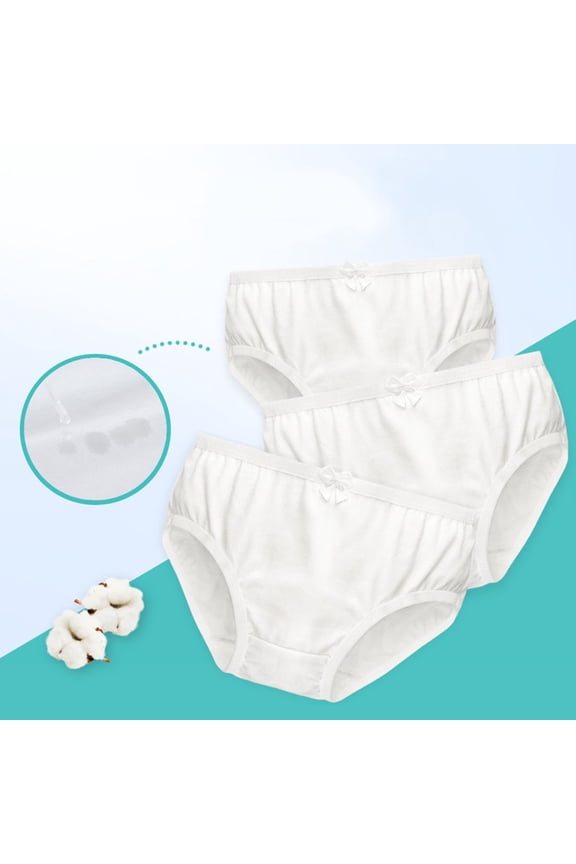 3Pcs White Cotton Ballet Briefs Soft Stretchable Underpants for Gymnastics