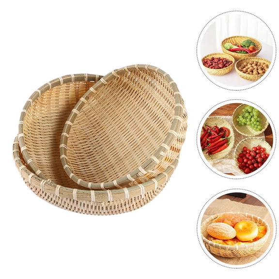 Baluue Tea Cake Basket Bamboo Drainage Kitchen Use 3pcs