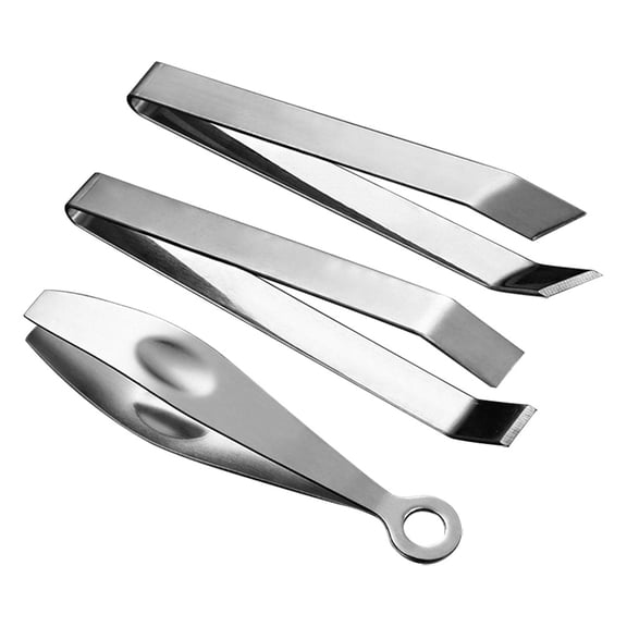 Baluue Hair Removing Tweezer Pig Hair Tweezers Silver Angled Tip 3Pcs