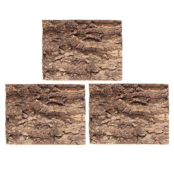 Baluue 3Pcs Reptile Tree Bark Decor Brown Cork for Habitat Enhancement