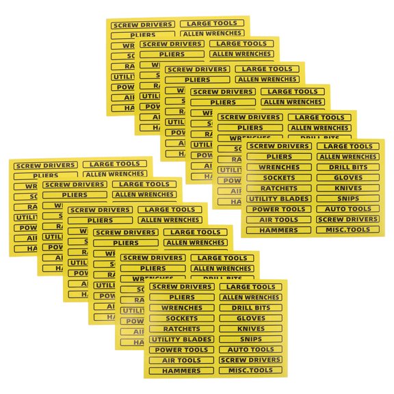 Baluue 40Pcs Tool Box Organizer Labels Yellow Easy Read Stickers for Home Tool Chest Drawer Identification