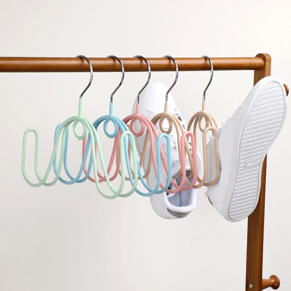 Baluue 4Pcs Assorted Color Shoes Hanging Storage Rack with PVC and Stainless Steel for Home