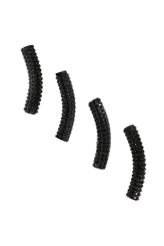 4Pcs Clip on Shoe Embellishments Metal Black Rhinestone Studded for Shoes