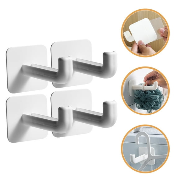Baluue Laundry Room Wall-Mounted Hangers Storage Rack White Plastic 4Pcs