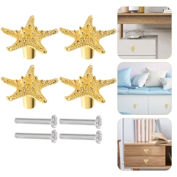 Baluue 4Pcs Golden Wardrobe Door Handle Pull Replacement for Cabinet Furniture