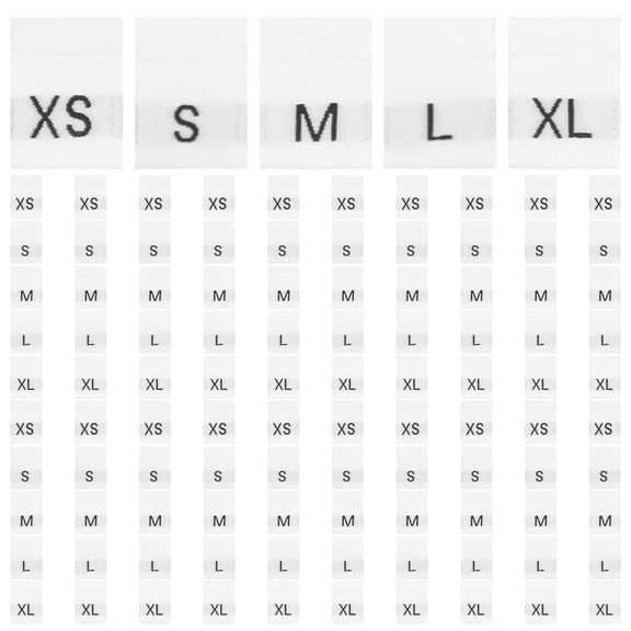 Baluue 500Pcs Washable White Garments Size Labels with Clear Printing for Accurate Clothing Size Marking