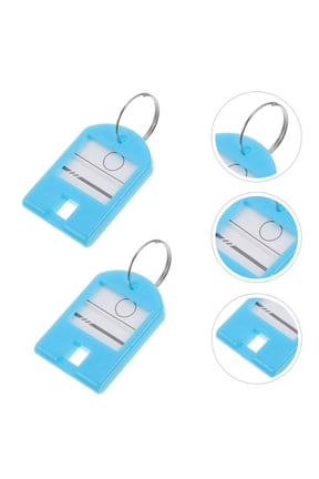 50Pcs Compact Sky Blue Plastic Key Tags with Slip Out Label Covers for Easy Identification