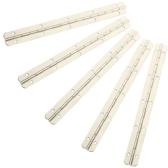 Baluue 5Pcs Heavy Duty Continuous Hinges for Cabinet Doors Silver Nickel Plated