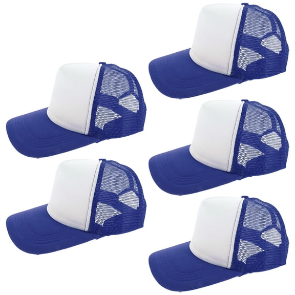 Baluue 5-Pack Blank Polyester Mesh Baseball Caps with Sponge Insert for Sublimation Heat Transfer Printing