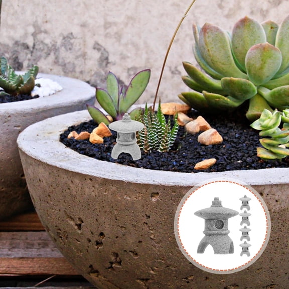 Baluue Garden Miniatures Miniature Pavilion Decorations Dark Grey Sandstone 5pcs