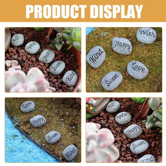 Baluue 5Pcs Grey Pebbles Plants for Fish Tank Decoration and Aquarium Craft Use