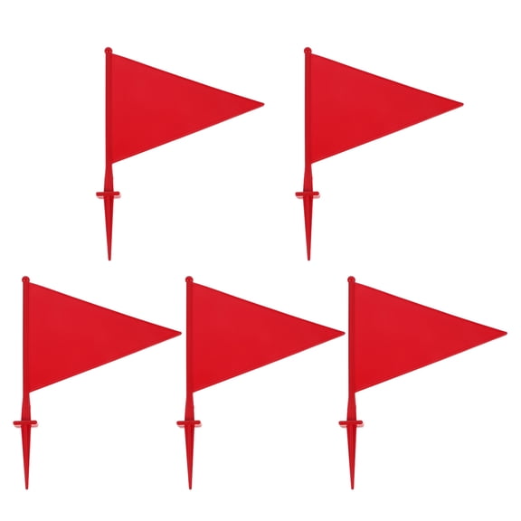Baluue 5Pcs Red Garden Flag Markers for Lawn with Durable ABS Plastic Stakes for Property Line and Landscape Marking
