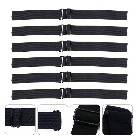 Baluue 6Pcs Adjustable Black Wig Bands Elastic Mesh Strap Comfortable Durable for Wig Use