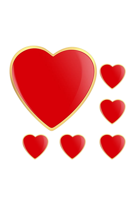 6Pcs Heart Brooch Pin Red Enamel Love Pins for Clothes Hats Scarves and Cardigans